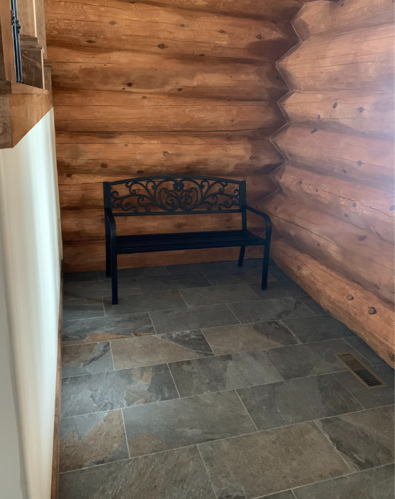 Tile installed in walk-way