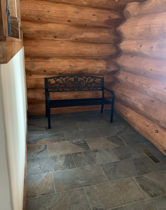 Tile installed in walk-way